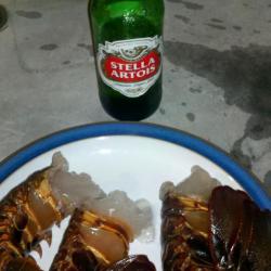 Lobster tails and beer ready for next step